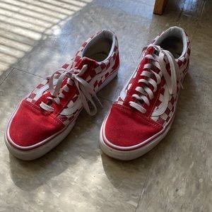 Red Checkered Old Skool Shoes Size 8.5 W, 7 M